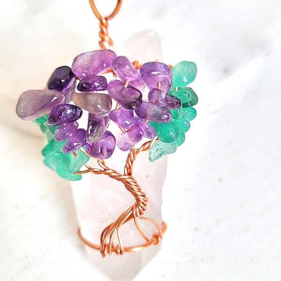 Genuine Crystal Quartz Tree of Life Pendant Handmade with love NWT - Picture 1 of 2